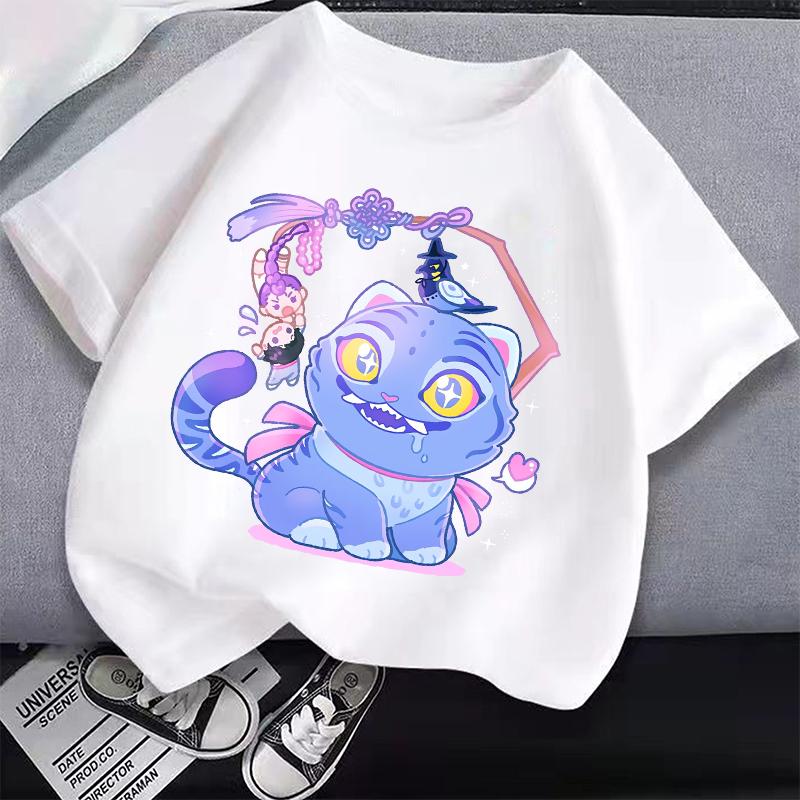 New K Pop Demon Hunters Kids T Shirts Cartoon Anime Printed T Shirt Boys Girls Casual Short Sleeves Tops Children's Clothing