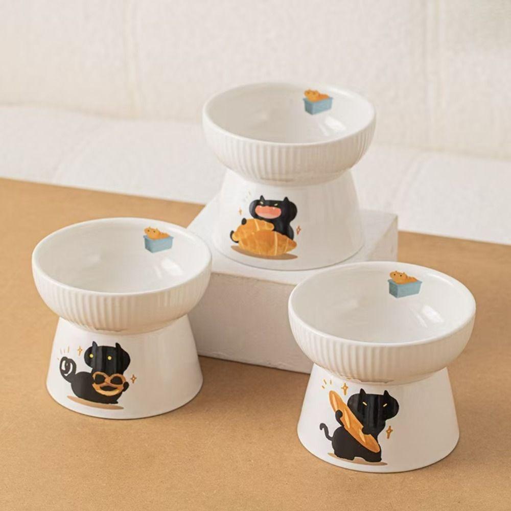 Süßer Haustier-Hochfußnapf Cartoon Hundefutter-Futterbecken Haustier-Trinkspender Nackenschutz