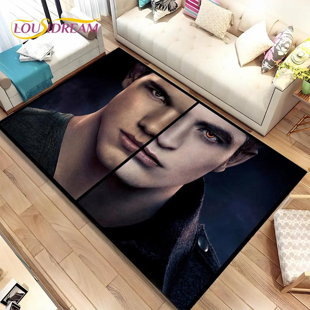 Tapete de Área Impresso em HD Saga Crepúsculo Grande, Tapete para Sala de Estar Quarto Sofá Capacho Decoração, Tapete de Chão Antiderrapante para Crianças