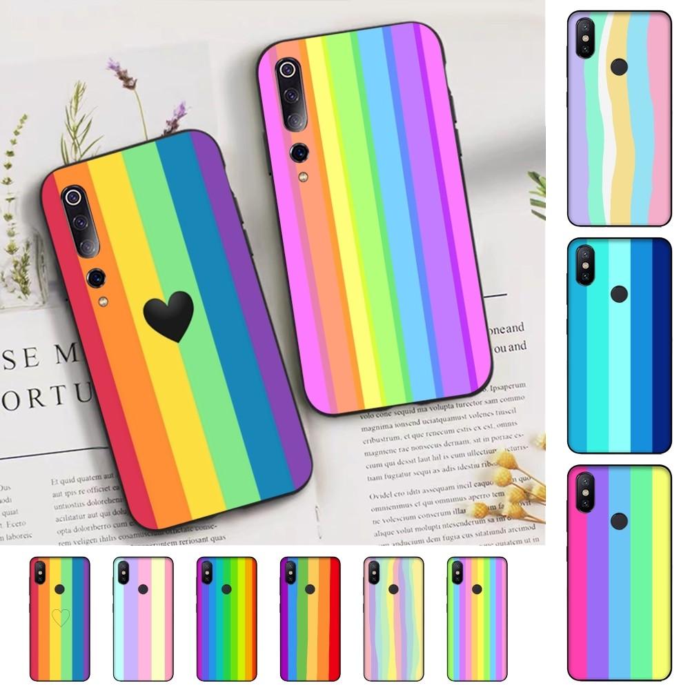 Colorful Rainbow Stripe Phone Case For Xiaomi Mi 5X 8 9 10 11 12 Lite Pro 10T PocoX3pro PocoM3 Note 10 Pro Lite