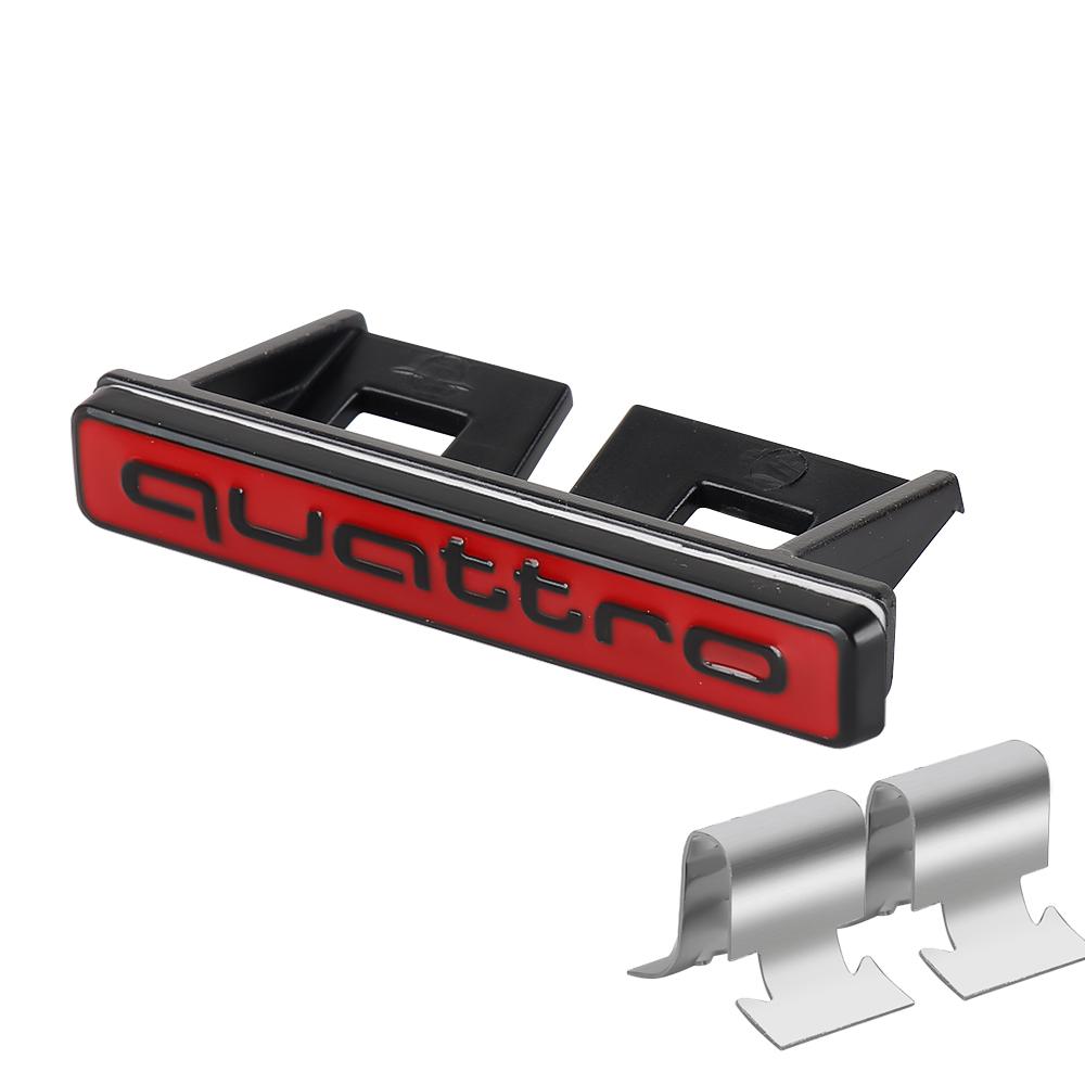 3D Metal Quattro Logo Car Front Grille Emblem Auto Body Trunk Badge Sticker For 117a A1 A3 A4 B8 A5 A6 A7 Q3 Q5 Q7 Accessoriesa117
