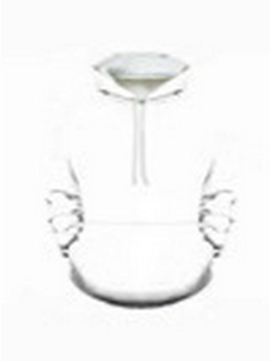 Digital White Image Print Long Sleeve Hoodie