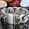Men Bracelet for Man In Brushed Stainless Steel Luxury Gold Color 25MM Curb Link Chain Men's Bracelets On Hand Bands Jewellery