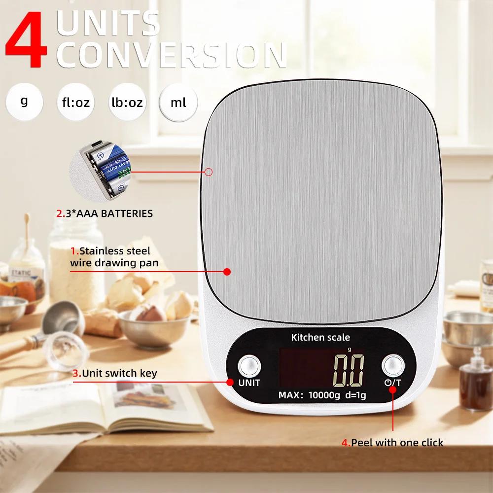 Fodwet 5Kg/0.1G Digital Kitchen Scale, Stainless Steel Food Scale with Lcd and Zero for Baking, Cooking and Meal Preparation