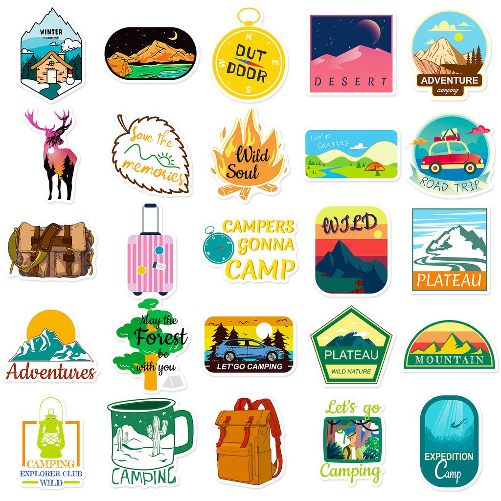 50 Outdoor Travel Series Stickers European and American Trendy Stickers Ins Suitcase Notebook Graffiti Stickers