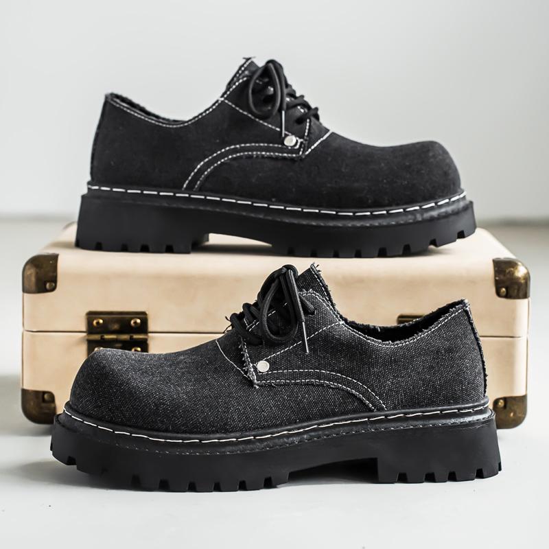 Scarpe Derby da Uomo Britanniche Retrò a Punta Tonda Larga Scarpe da Uomo con Plateau per Esterno e Affari Scarpe Casual in Pelle Robuste Zapatos Hombre