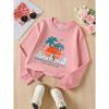 Girls' Fashionable Cute Crewneck Sweatshirt | Beach Walk Sunset Palm Trees Seagulls Adventure Long-sleeved