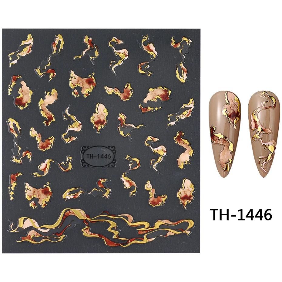 

Наклейки для ногтей Фиолетово-синий коричневый дизайн чернилами Декали Золотые украшения Искусство Самоклеящиеся Голографические Гелевые Слайдеры Принадлежности для маникюра