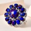 Ethnic Inlaid Imitation Lapis Lazuli Flower Women's Ring Vintage CopperColor Geometry Daily Wear Party Jewelry Anniversary Gift