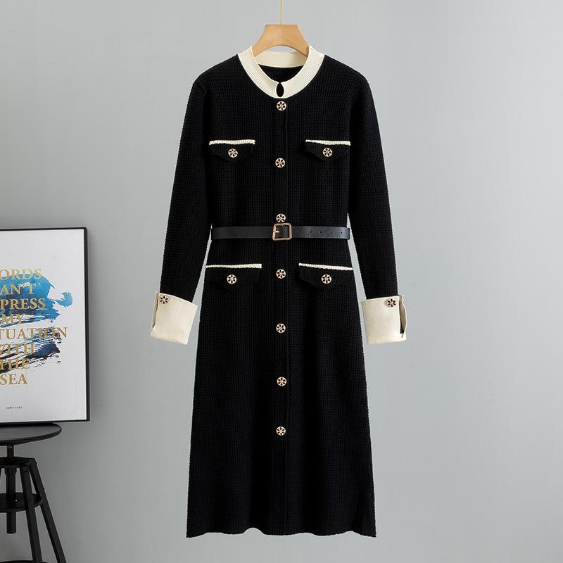 Spring New Women's Fashion Temperament Knitted Cardigan Mid Length Dress