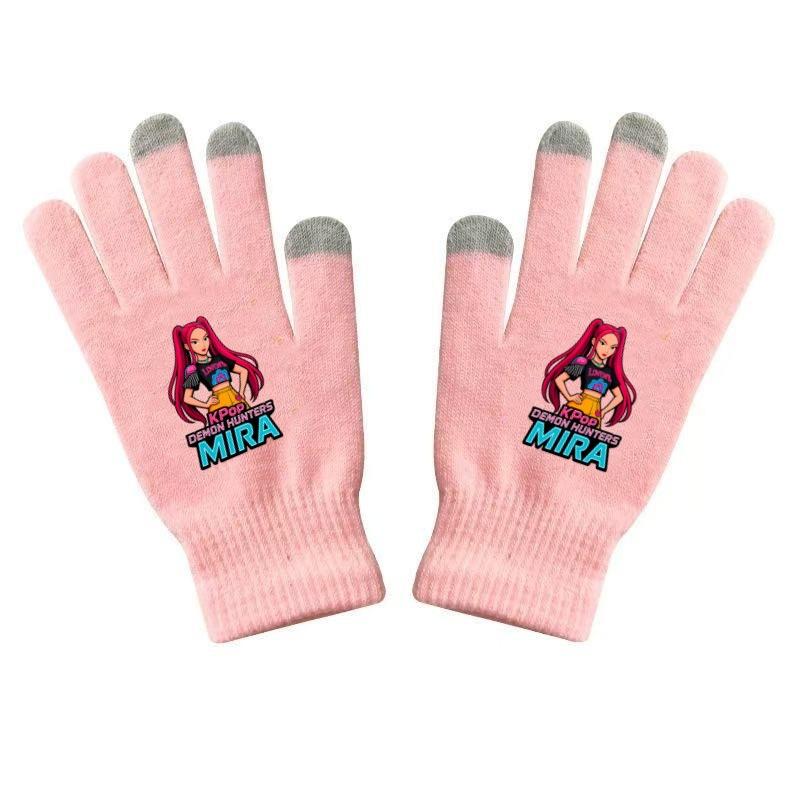 K Pop Demon Hunters Girls Gloves Woman Touch Screen Gloves Lady Winter Warm Cartoon Anime Accessories Cute Gift