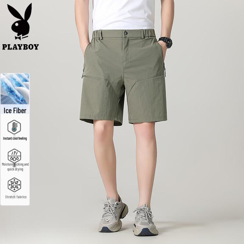 PLAYBOY Men s Ice Silk Casual Quick-Dry Shorts L