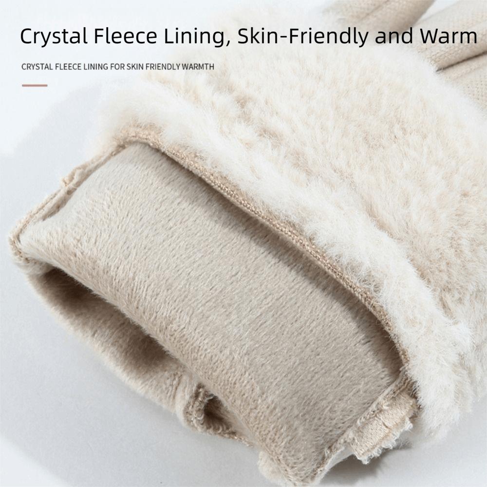 Thickened Plush Warm Suede Gloves Plus Velvet Lining Windproof Riding Gloves Cycling & Driving