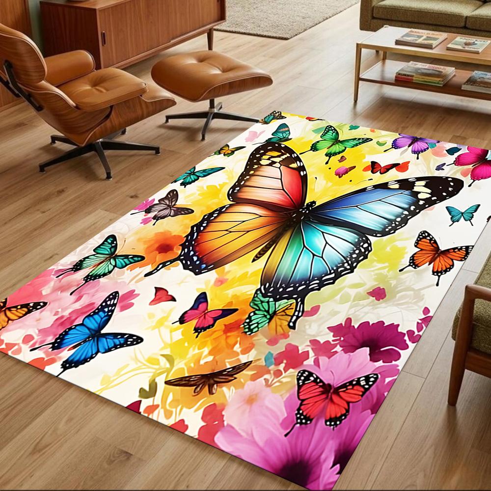 Purple Butterfly Night Magic Non-Slip Home Carpet Design for Office Decor Living Room Bedroom Gift