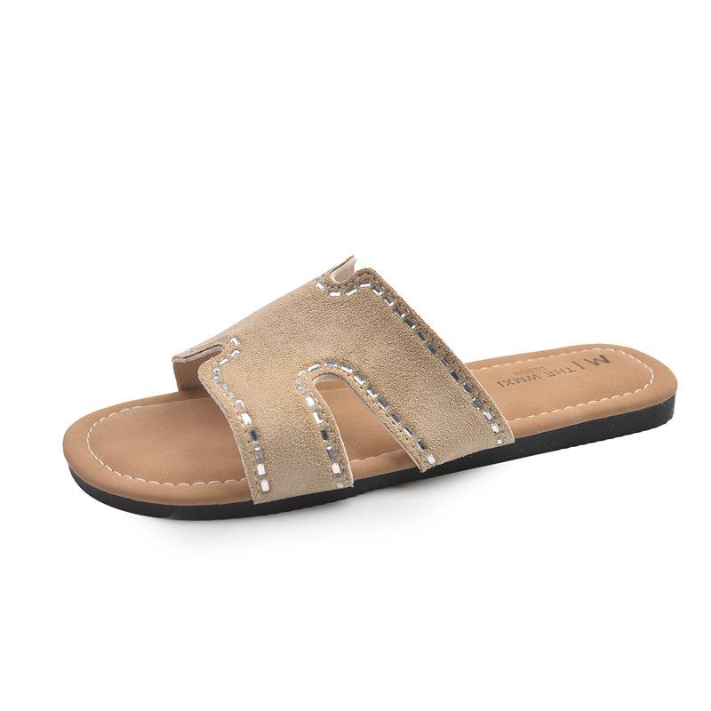 

Simple slippers women s outer wear 2025 spring new retro fashion versatile small thick bottom casual one-word drag 35