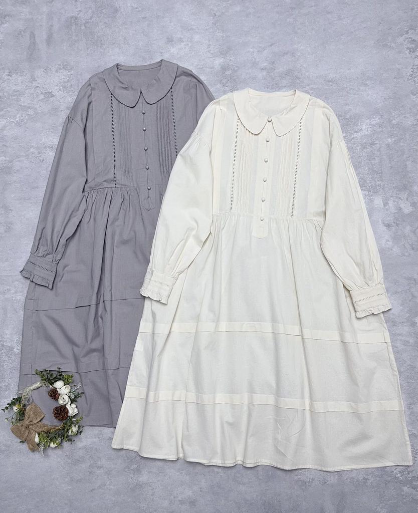 Johnature Japanische Kleider Damen Frühling Lässig Basis Umlegekragen Locker Einfarbig Damenkleider