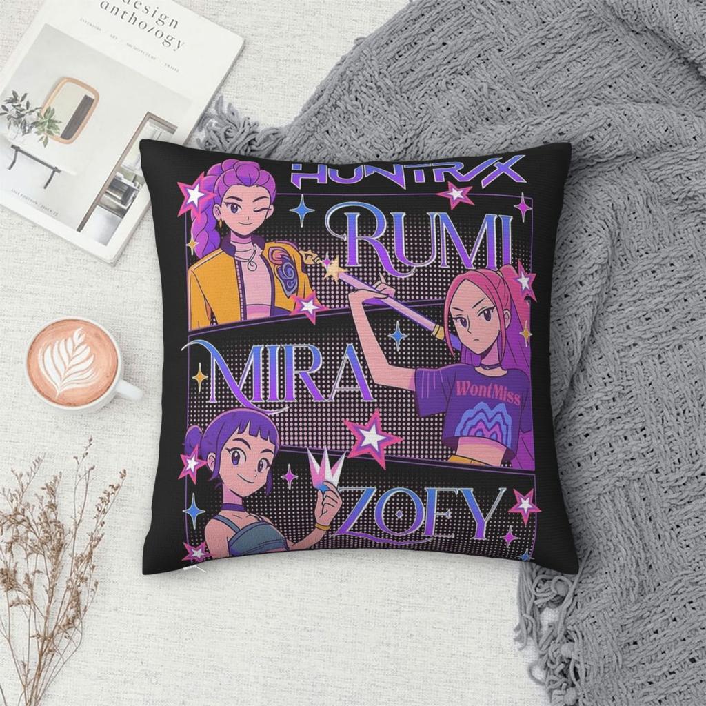 Huntrix Kpop Demon Hunters Pillowcase Printing Polyester Cushion Cover Decorative Pillow Case Cover Home Square 40X40cm