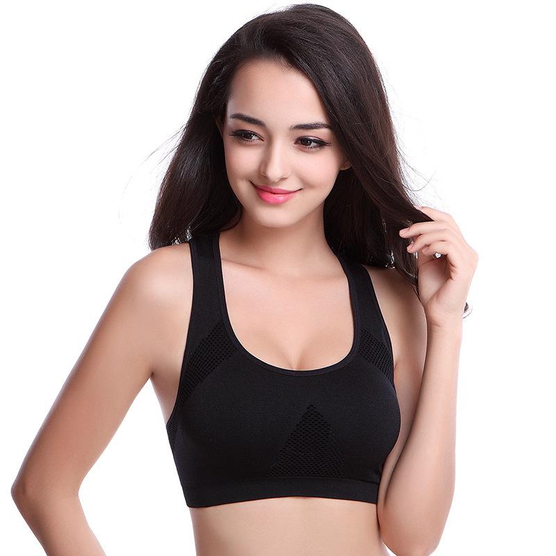 Women Mesh Breathable Seamless Sports Bra Shockproof Fitness Yoga Gym Vest M