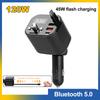 Car Bluetooth 5.0 FM Transmitter PD TypeC with Retractable Cable Fast Charger Handsfree Car Kit Mp3 Player Car Cigarette lighter