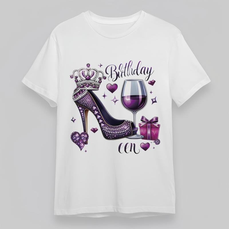 

Women s Plus Size Comfortable Classic T-Shirt Birthday Gem High Heel Graphic Tee 3XL