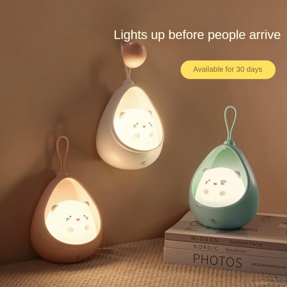 LED Night Light Human Body Sensing Lights USB Rechargeable Cute Animal Silicone Lamp For Bedroom Living Room Decor Children Gift