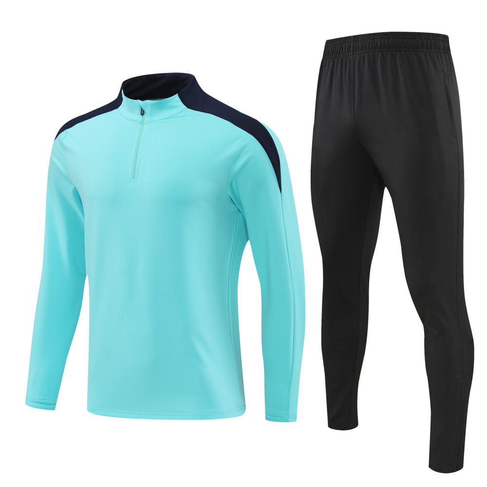 Cross-border Half-pull Long-sleeved Football Jersey Set Printed Adult Jersey Spring Autumn and Winter Long-sleeved Training Jersey Sportswear Jacket