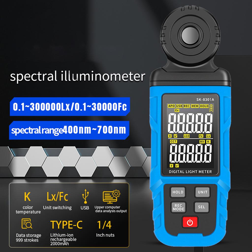 Light Meter Digital Illuminance Meter Handheld Ambient Temperature Measurer 0.1 300000Lx Meter Support Data Logging 5
