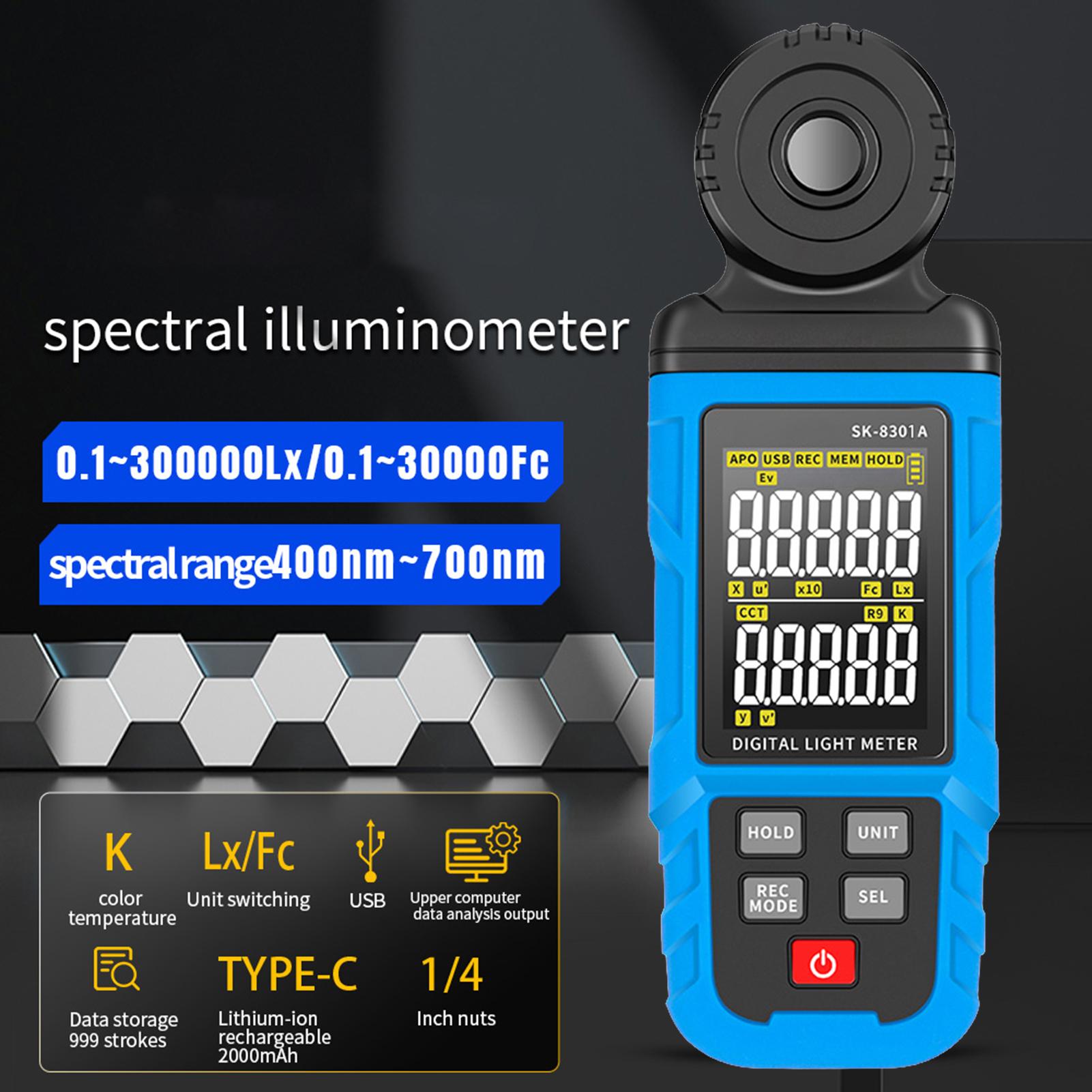 

Light Meter Digital Illuminance Meter Handheld Ambient Temperature Measurer 0.1 300000Lx Meter Support Data Logging 5