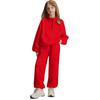 Girls' High-Neck Half-Zip Sweatshirt + Long Pants Sports Fleece Casual Children's Set