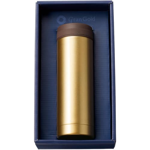 Marutatsu Mug Bottle, Stainless Steel Water Bottle, Vacuum Insulated, Direct Drinking Lid, Gift Packaging, Gold, 310ml, 35392