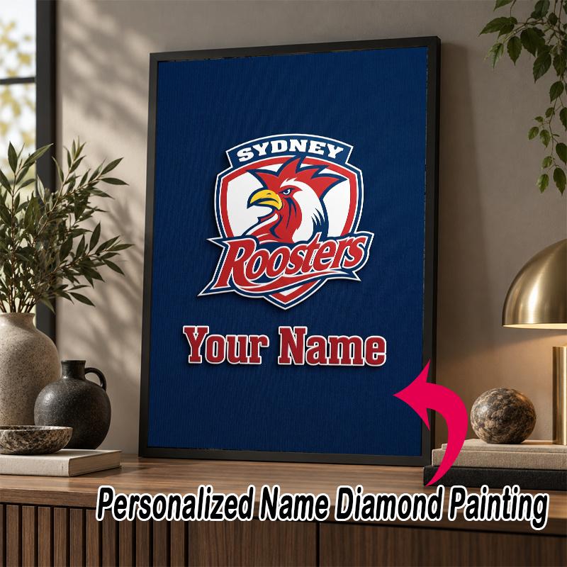 Custom Name Sydney Roosters 5D Diamond Painting Personalized Full Drill Diamond Art Kit Gift