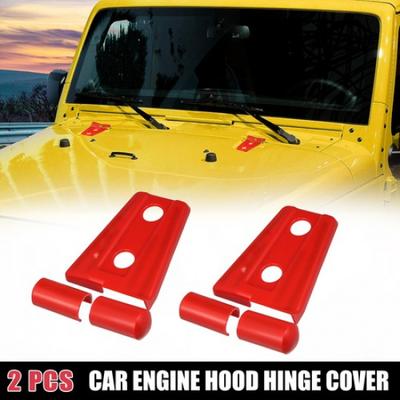 2 Stuks Motorkap Scharnier Cover Trim voor Jeep Wrangler 2-Deurs 4-Deurs 2007-2018 Rood