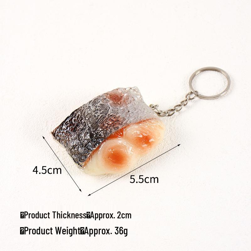 Grilled Fish Block Model Keychain - Seafood Ingredient Display Pendant