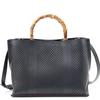 Bamboo Handle X Perforated Tote Bag 2613111016 Black [Kuuko] 2-Way (210)