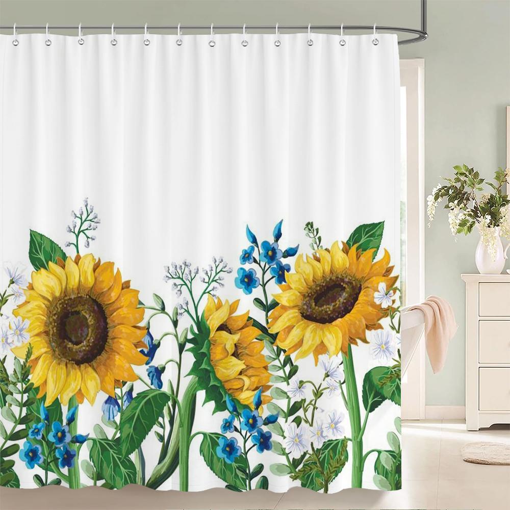 High Quality Colorful Flowers Plant Leaves Shower Curtains Waterproof Bathroom Curtain Bath Curtain With Hooks Shower Curtain