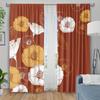 Orange Floral Pattern Curtains Polyester Fabric Suitable Bedroom Living Room Decoration Set Of 2 Made Machine Washable Decor