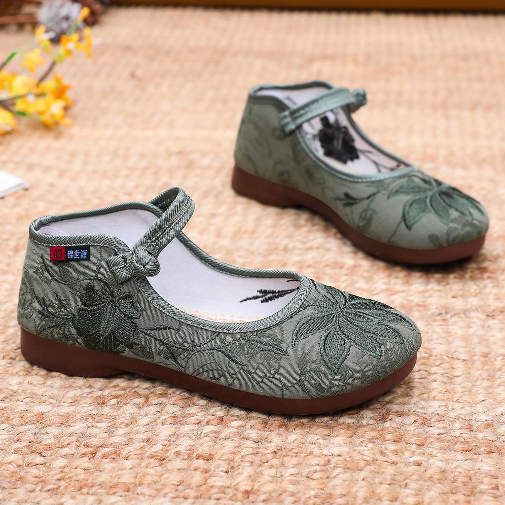 Women's Retro Embroidered Shoes, Single Shoes with Soft Soles, Cloth Shoes