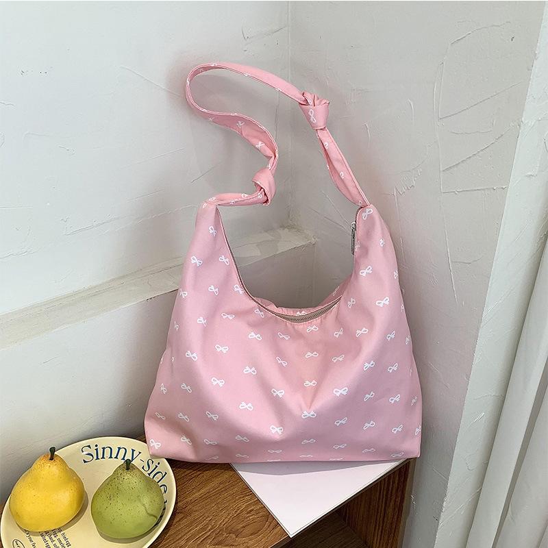 

Корейская нишевая дизайнерская сумка-мешок с бантом из холста женская сумка-тоут через плечо сумка для покупок складная новая стильная мода