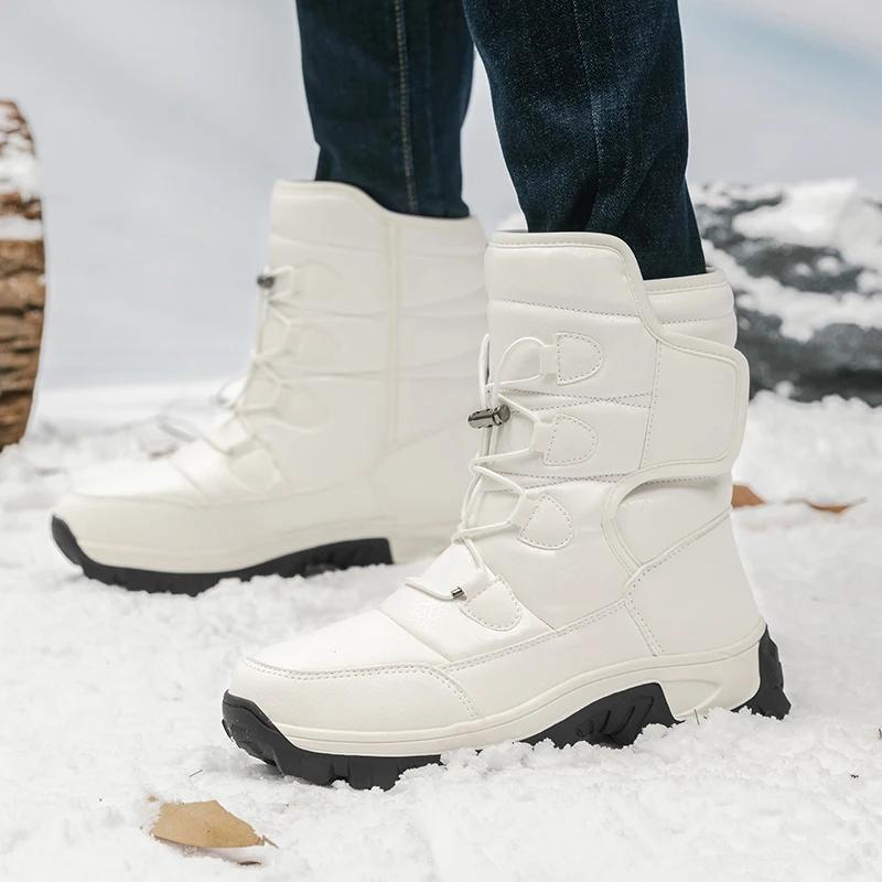 Fashion New Warm Plush Women's Men's Snow Fashion Outdoor Platform Anti-Slip Hiking Waterproof Winter Warm Ankle Boots
