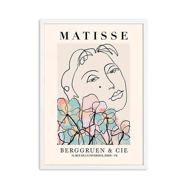 Solid Wood Frame Vintage Poster Henri Matisse Fashion Retro Posters And Prints Abstract Portrait Wall Art Painting Pictures Home Decor