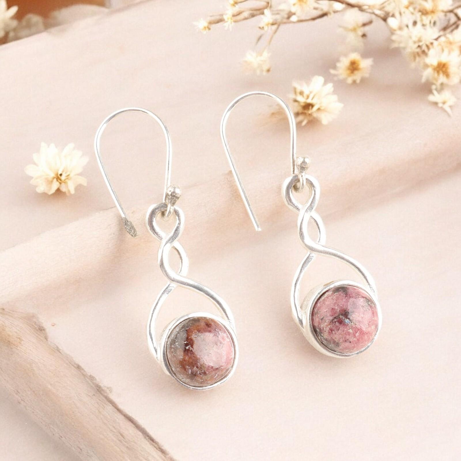 

Редкий драгоценный камень черный родонит, серебро 925 пробы, серьги для нее 1,68 CE-15-34