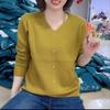 Lente Herfst Mode Verticale Streep Gebreide Trui Losse Pasvorm Veelzijdig Effen Kleur Jonge Mama Kleding Gebreide Top