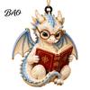 Book Club Party Supplies Bookish Dragon Ornament, Fantasy Dragons Christmas Hanging Gift for Readers Decoration, Acrylic Gothic Pendant, Gifts Lovers