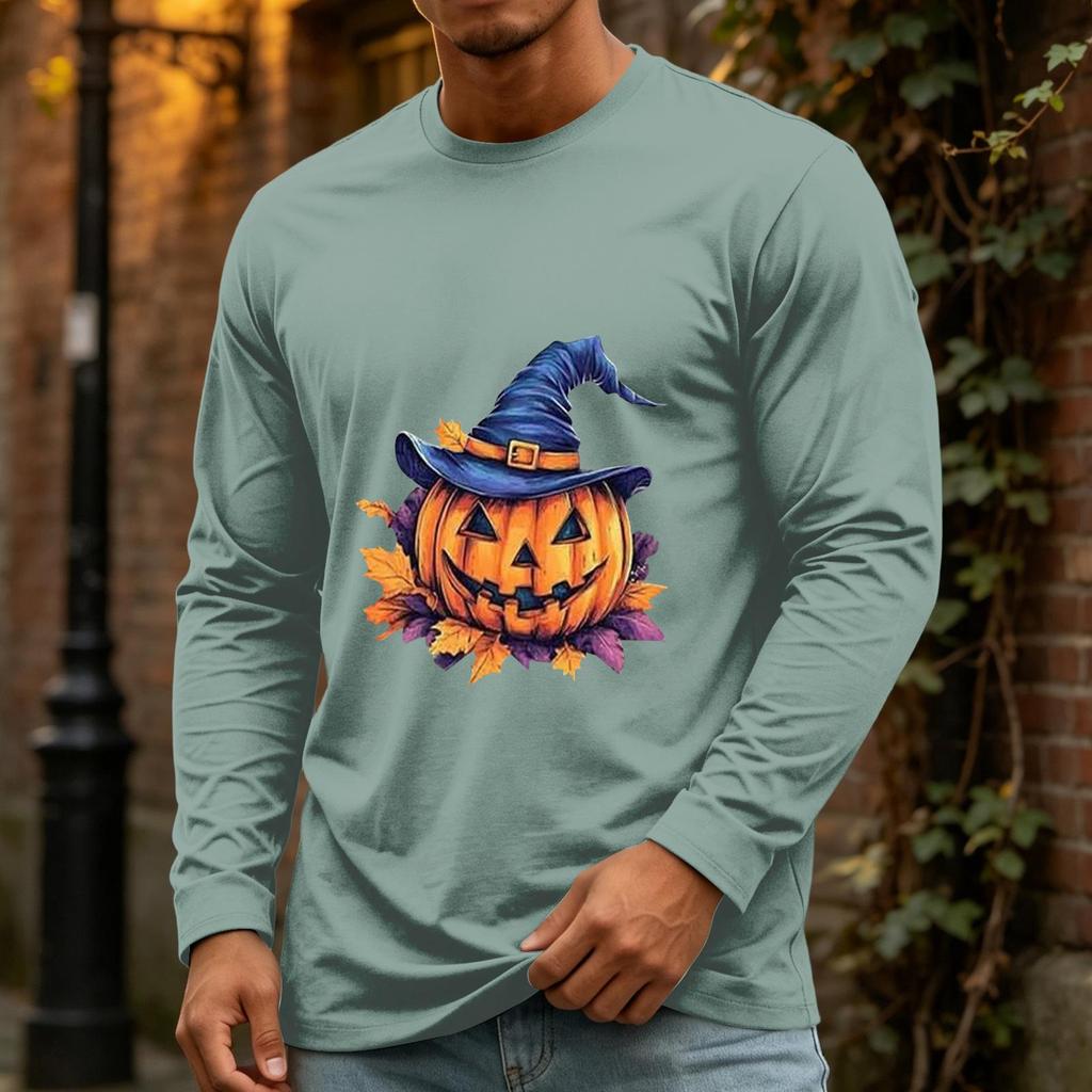 T-shirt Pull Longues Manches Col Rond Décontracté pour Homme pour Fête et Vacances d'Halloween