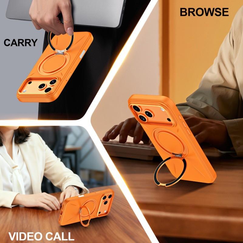 Magnetic Rotating Kickstand Phone Case IPhone 17 Pro Max 18 With Shockproof Silicone Protection