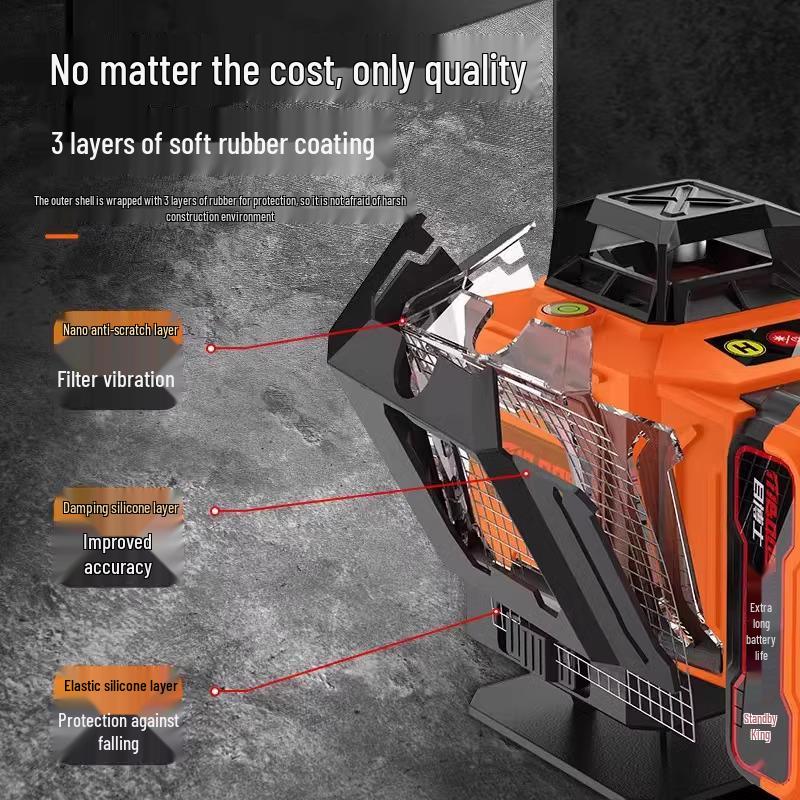 Nível Laser Infravermelho Automático de Alta Precisão de 12 Linhas para Uso Interno/Externo