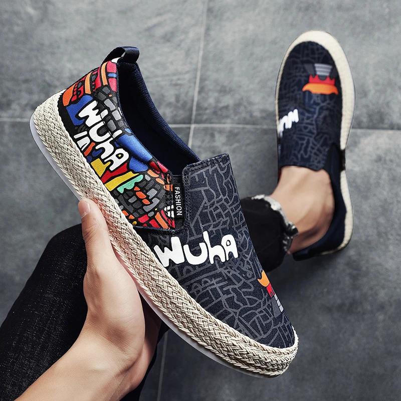 Summer Breathable Mens Casual Shoes Cloth Men Loafers Platform Walking Sneakers Running Shoes Comfort Slip-on Lazy Driving Shoes