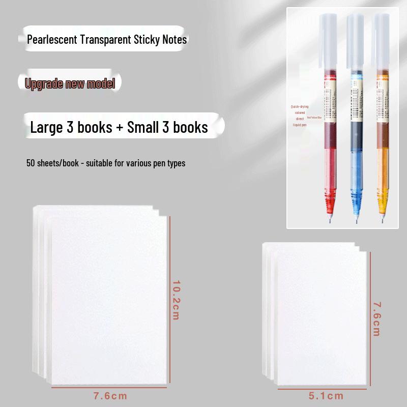Waterproof Transparent Sticky Notes for Students - Quick-Drying Memo Pad for Exams & Note-Taking