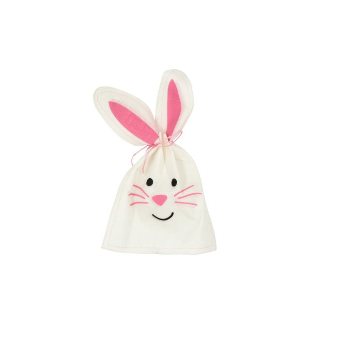 Sac lapin imprimé blanc et rose 24 cm