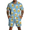 Conjunto Informal de Camisa de Manga Corta y Pantalones Cortos para Hombre con Estampado de Cerveza Ligero de Botones Atuendo de Verano para Actividades al Aire Libre
